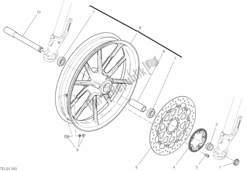 All parts for the Front Wheel of the Ducati Scrambler Flat Track Thailand 803 2019